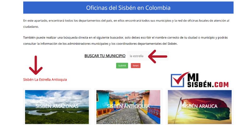 oficinas del sisben en colombia